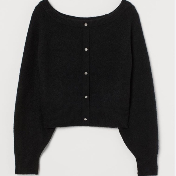 H&M Boat-Neck Black Button-Up Sweater - Picture 1 of 4